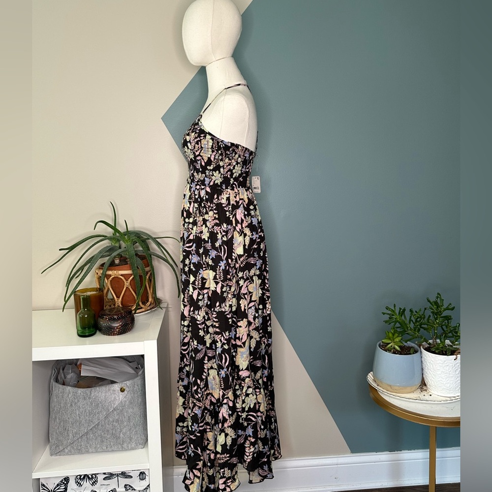 Free People Intimately Midnight Combo Floral Maxi Dress Black Pink Boho NWT XS - Picture 3 of 15